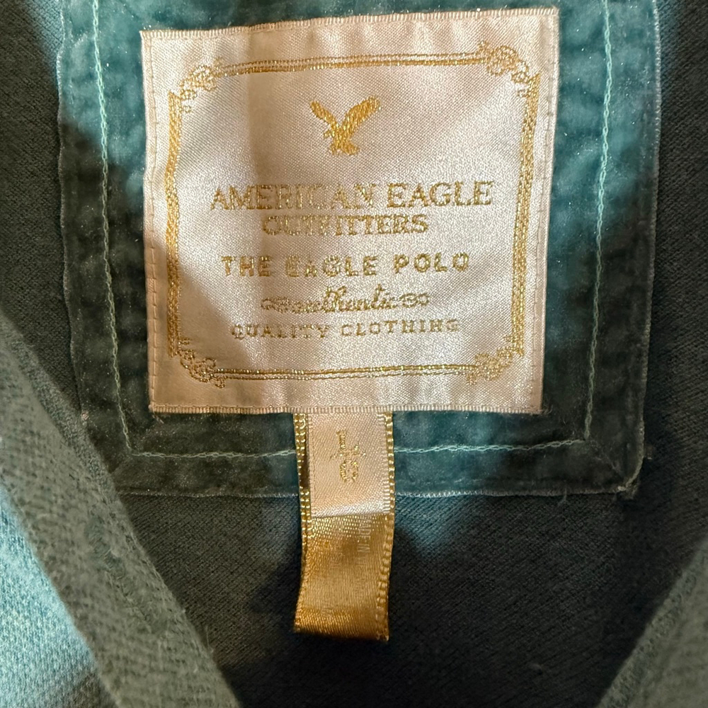 Y2K 2000s Teal Henley Long Sleeve Top Large Vintage American Eagle - Picture 4 of 8